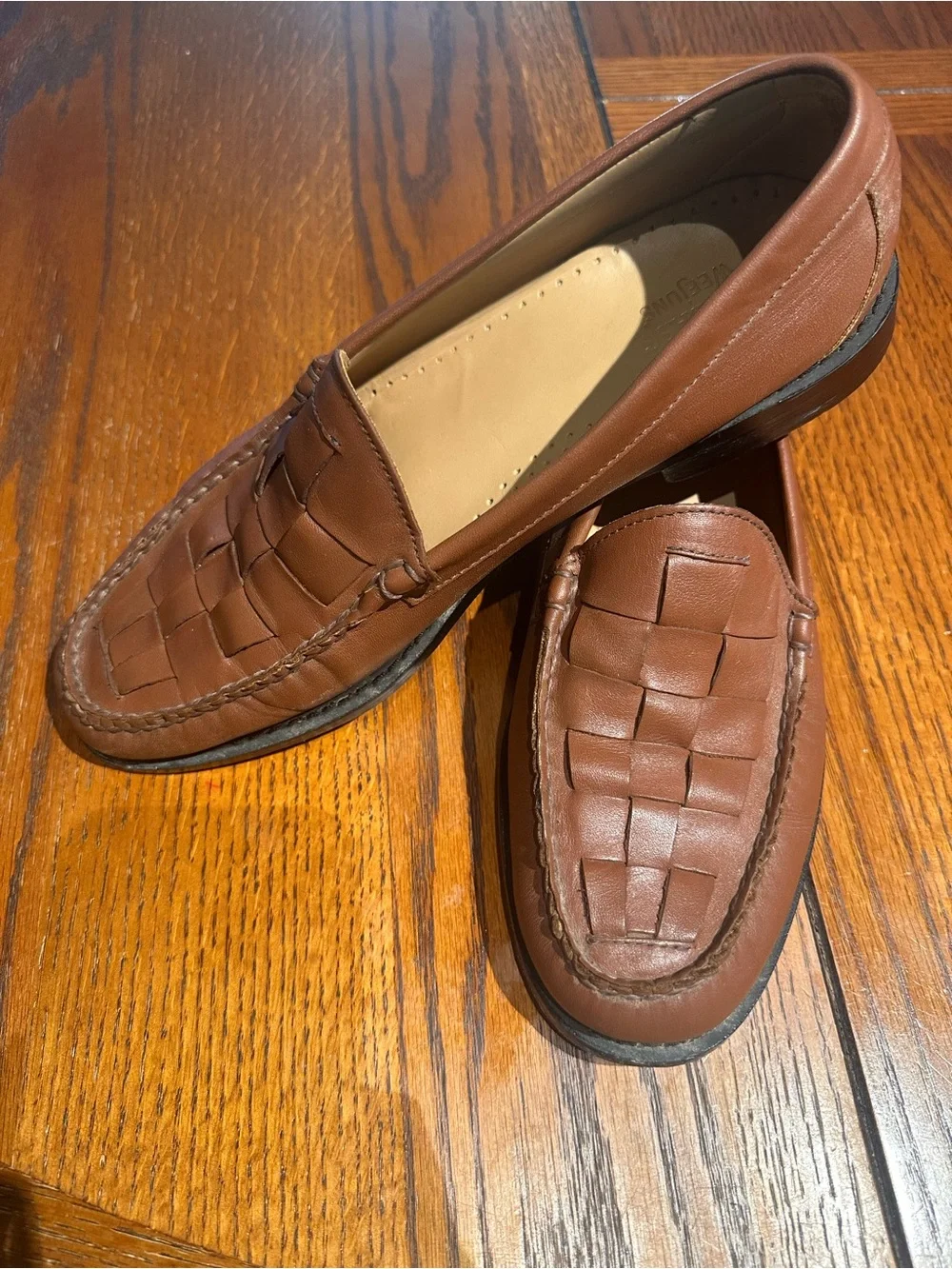 G.H. Bass Larson Woven Weejuns Brown Leather Loafers Men’s 10.5 D